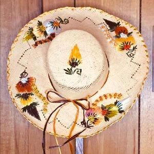 👒 Vintage Handmade Embroidery Straw Summer Hat